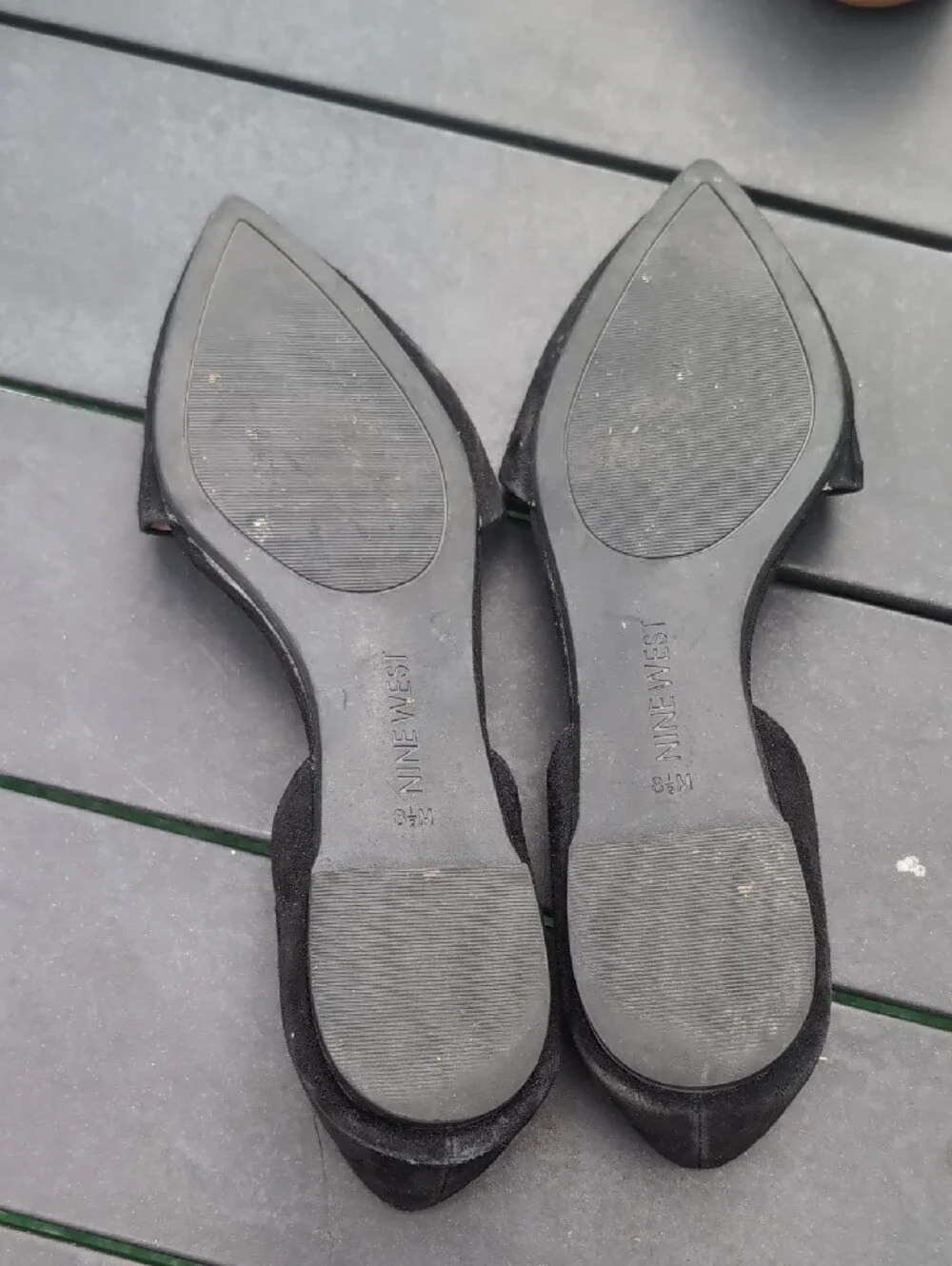 Nine West Black Pointed D'Orsay Suede Flats Size 8.5 - Picture 7 of 9